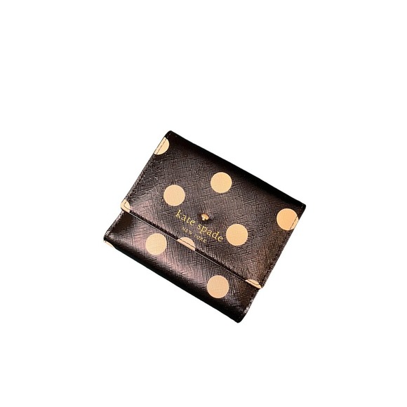 kate spade Handbags - KATE Spade Wallet Black White Polka Dot Leather